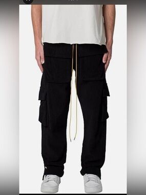 NEW MNML Men's Black Corduroy Snap Ii Cargo Pants Size Large